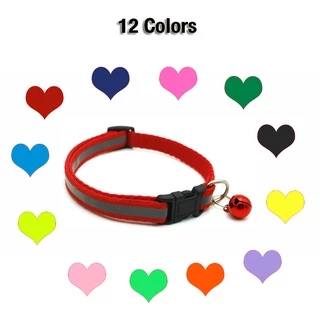 😺Hipetime shop😺ปลอกคอสัตว์เลี้ยง ปลอกคอสุนัข หมา ปลอกคอแมว bell collar มี 12 สี ปรับขนาดได้ (สายสะท้อนเเสง ตัวล็อกสี)