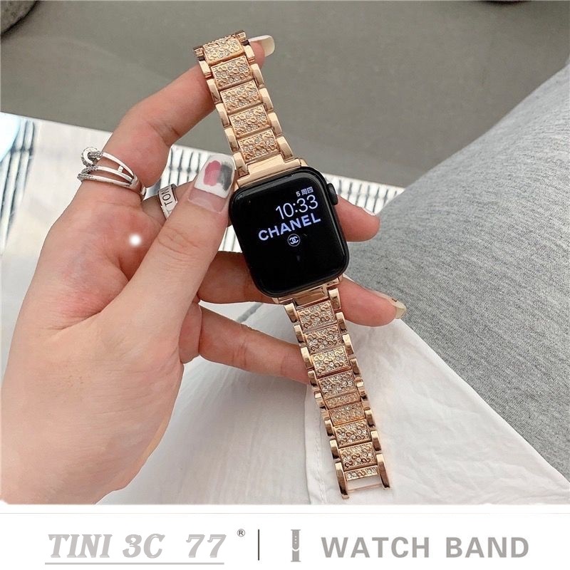 สาย Apple Watch สายโลหะประดับเพชรสําหรับ Apple Watch Series iWatch 7 / 6 / 5 / 4 / 3 /SE สาย Apple W