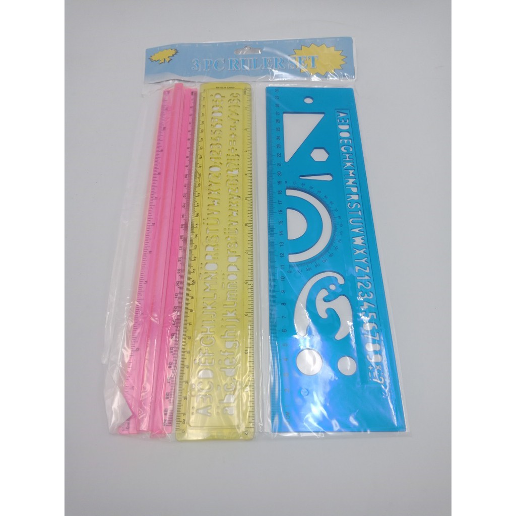 ชุดไม้บรรทัด ฉลุลาย 1x3 คละสี