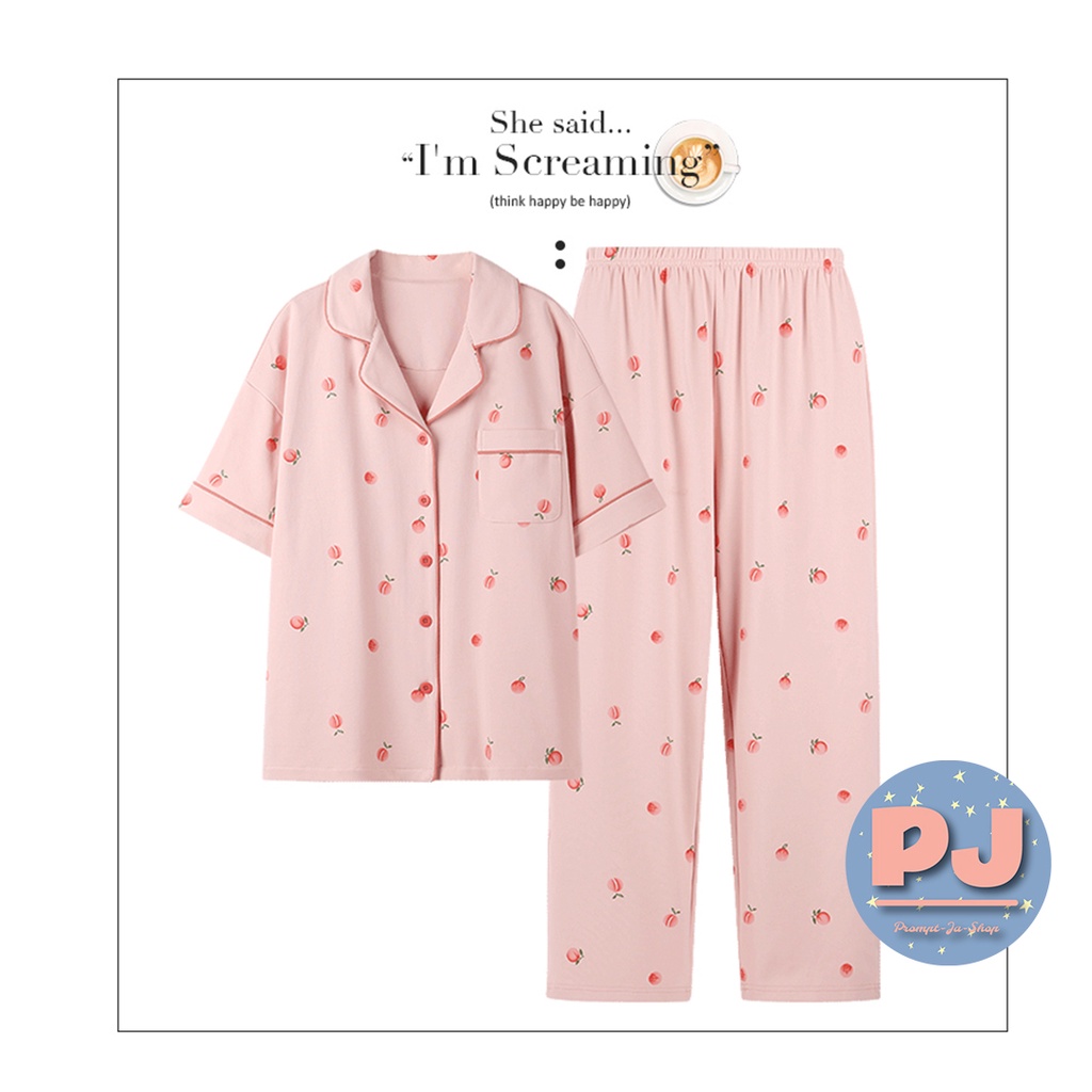 ชุดนอน ผ้าคอตตอน ลายสวยๆ ใส่นอนสบาย PJS004