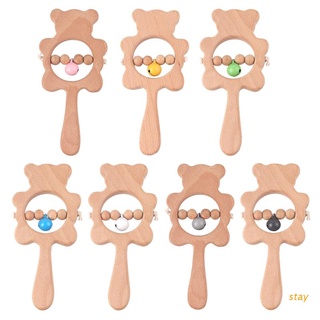 Stay ของเล่นยางกัด แบบไม้ ประดับลูกปัด สําหรับเด็กทารกแรกเกิด