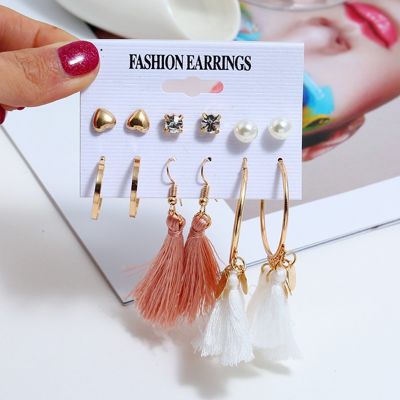 4-6 Pairs Faux Fur Pom Pom Earrings For Women & Girls - Soft Tassel Dangle Earrings Set | Cute Stocking Stuffer Gifts