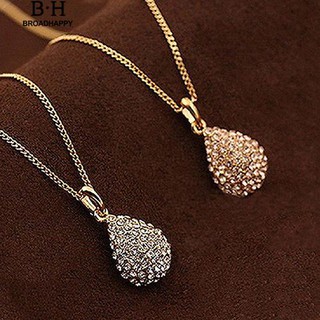 👍broadhappy🔥สร้อยคอจี้ยาวโซ่ Waterdrop Rhinestone ของผู้หญิงเงา สร้อยคอ minimal