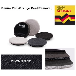 แผ่นเดนิมซาลาเปาขัดผิวส้ม เย็บขอบไม่หลุดง่าย Denim Pad Heavy Cut 5" เนื้อผ้ายีนส์ค่าคัตสูงสุด (Orange Peel Removal)