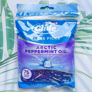 (Oral-B®) Glide Floss Picks Arctic Peppermint Oil 75 Picks ไหมขัดฟัน ออรัลบี ไกลด์