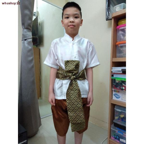 ส่งของที่กรุงเทพฯ‼️ชุดเสื้อผ้าไหมเด็ก‼️ชุดขุนแผน ชุดพี่หมื่น ชุดไทยเด็กชาย ชุดไทยใส่ไปโรงเรียน  2-18 ปี ชุดไทยเด็กโต