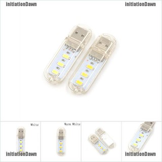 Initiationdawn หลอดไฟ LED 3 ดวง 5730 SMD 1.5w ขนาดเล็ก ชาร์จ USB สําหรับตั้งแคมป์ 2 ชิ้น