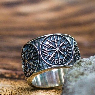 European and American Mens Viking Alloy Mens Scandinavian Rune Amulet Ring