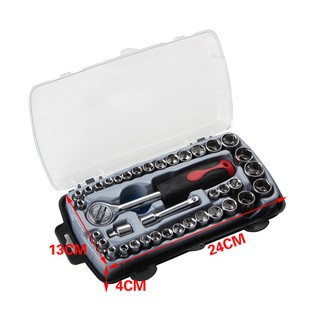 เครื่องมือช่าง 1/2 (4หุน) 1/4 SOCKET SET ชุดประแจบล็อก 40 ชิ้น สำหรับงานช่างทั่วไป เครื่องมือช่าง