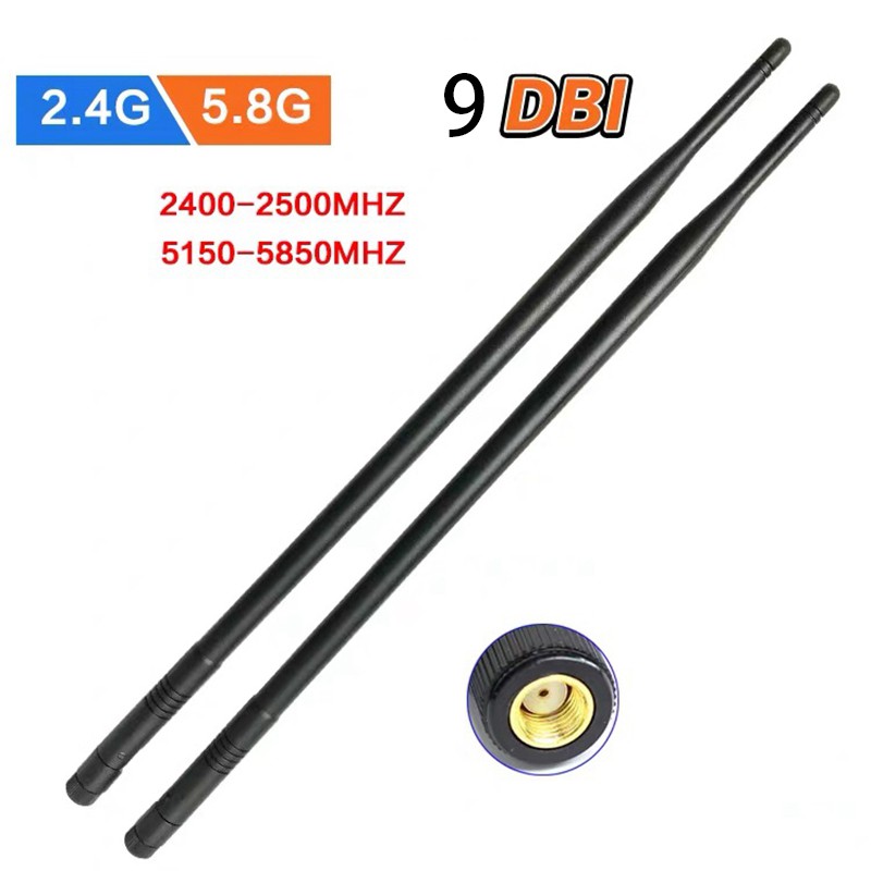 3 ชิ้น 9DBi RP-SMA Dual Band 2.4 GHz 5GHz High Gain WiFi Router เสาอากาศเอียงไร้สาย