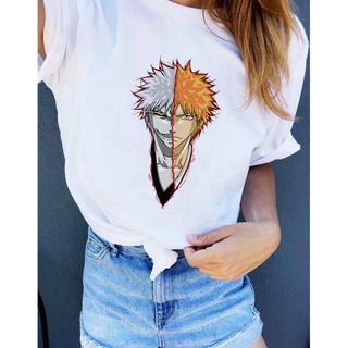 🔥 Kurosaki Ichigo เสื้อยืดคอกลม แขนสั้น สไตล์ฮิปฮอป ตลก ฤดูร้อน สําหรับผู้หญิง 🔥