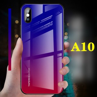 Case Samsung Galaxy A10 เคสซัมซุง เคสกระจกสองสี เคสเงาไล่สี ขอบนิ่ม เคสกันกระแทก สีกระจกเทมเปอร์ปลอกแก้วฝาหลังกันชน