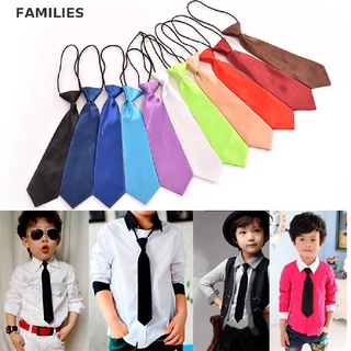 Families. เนคไทยางยืด สีพื้น 11 สี สําหรับเด็กผู้ชาย งานแต่งงาน โรงเรียน