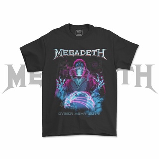 คอลูกเรือเสื้อยืดคอกลมเสื้อเชิ้ต Megadeth Band V3 สีดํา สําหรับผู้ชาย และผู้หญิงผ้าฝ้ายแท้