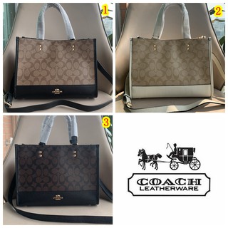 Outlet ส่วนลด🌈 Coach 1955 หนังวัวผู้หญิงพร้อมกระเป๋า PVC สะพายข้าง