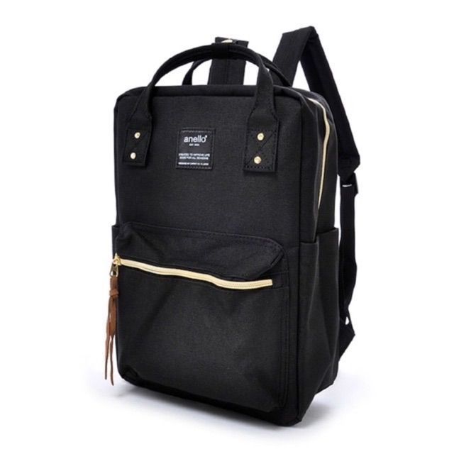 ส่งฟรี Anello Regular Canvas Square Backpack สีดำ ของแท้