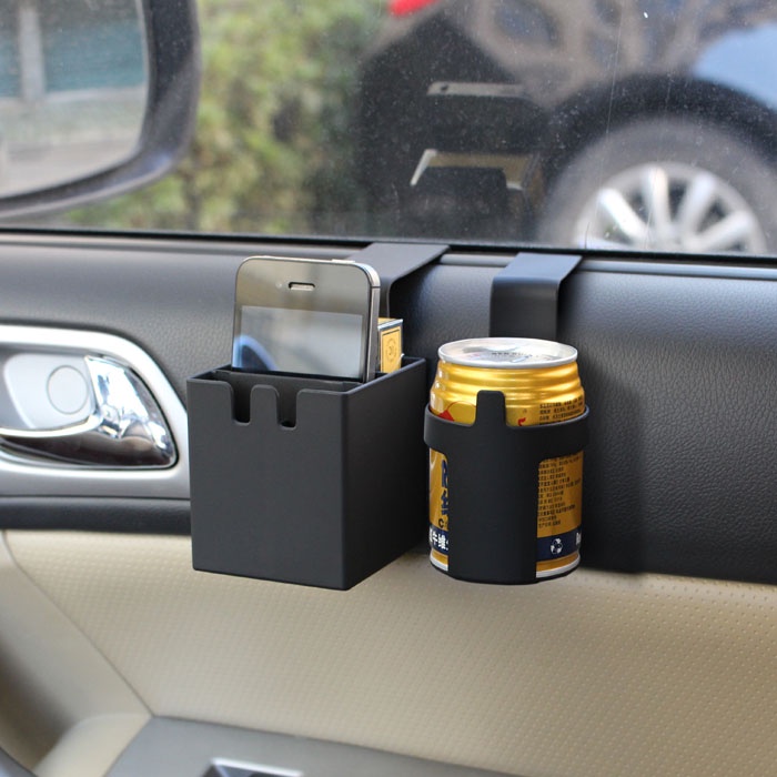 ที่วางแก้วน้ำในรถ ที่เก็บของในรถ ที่วางแก้วน้ำในรถ มัลติฟังก์ชั่น กล่องเก็บเศษซากโทรศัพท์มือถือ กล่องเก็บขยะ