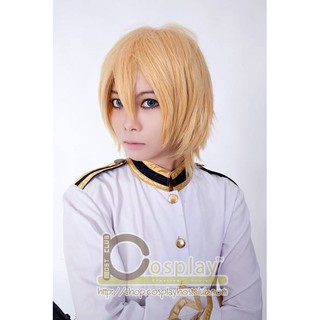 วิกผมสีทองสั้นซอยวอลุ่ม Cosplay Blond gold Wig 35CM