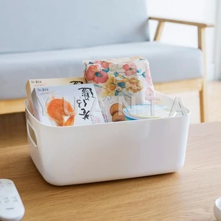 YUANTA กล่องพลาสติก ""สไตล์ยุโรป"" ตะกร้าเก็บของพลาส กล่องขนาดเล็ก ตะกร้า Storage Box