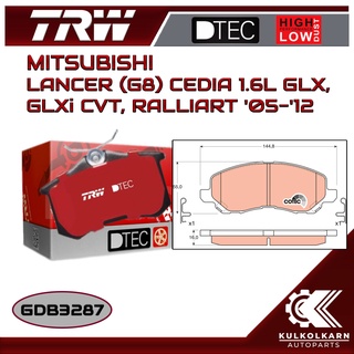 ผ้าเบรคหน้า TRW สำหรับ MITSUBISHI LANCER (G8) CEDIA 1.6L GLX, GLXi CVT, RALLIART 05-12 (GDB3287)