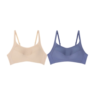 Wacoal Surprise Wireless Bra set 2 ชิ้น บราไร้โครง รูปแบบ sport รุ่น WB9B42 สีเนื้อ-น้ำเงิน