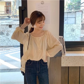 เสื้อเชิ้ตสีเบจพาสเทล🍑•C955•
