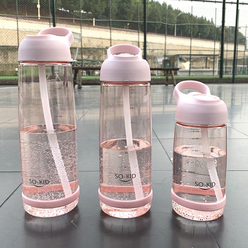 ขวดน้ำ 1 ลิตร (1L) กระบอกน้ำใส่น้ำ 1000ml  สีเทา ชมพู พร้อมหลอด