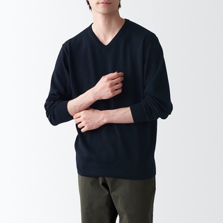 เสื้อไหมพรมผู้ชายคอวี MUJI : V NECK SWEATER #14116548348