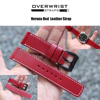 สายนาฬิกา สายหนังวัวแท้ overwrist verona red handmade leather strap