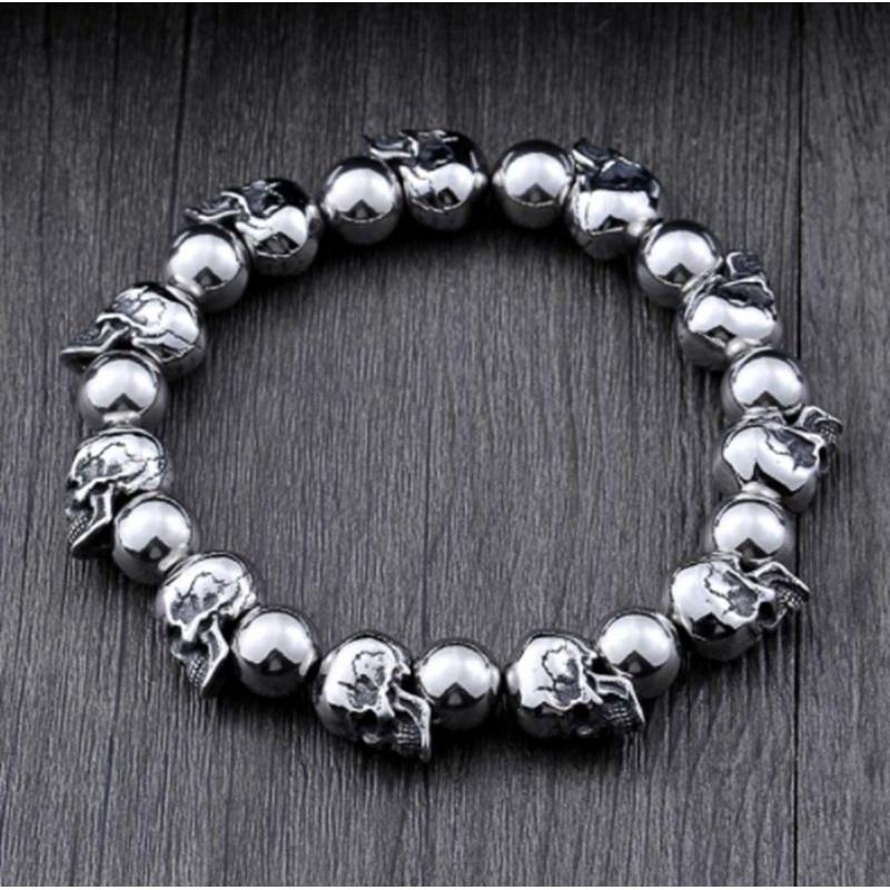 Men Stainless Steel High Quality Punk Skull Bracelet Personality Party Jewelry （The product shall prevail）