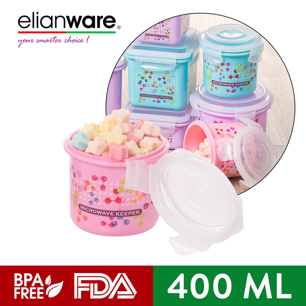 Elianware Ezy-Lock Round Air Tight Seal กล่องใส่อาหาร (400ml)