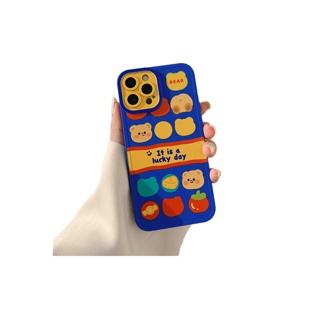 เคสโทรศัพท์มือถือ Tpu แบบนิ่ม ลายการ์ตูนหมี สีฟ้า สําหรับ Iphone 13 Iphone 13 12 11 Pro Max Xr 8 7 Plus
