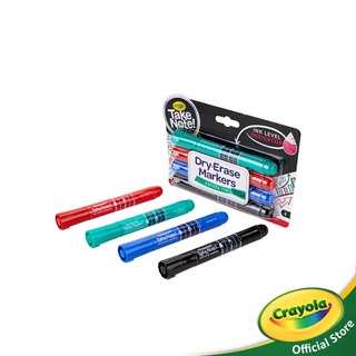 Crayola Take Note 4 Colors Board Line Low Odor Whiteboard Marker เครโยล่า สีเมจิกเขียนไวท์บอร์ดหัวใหญ่ 4 สี