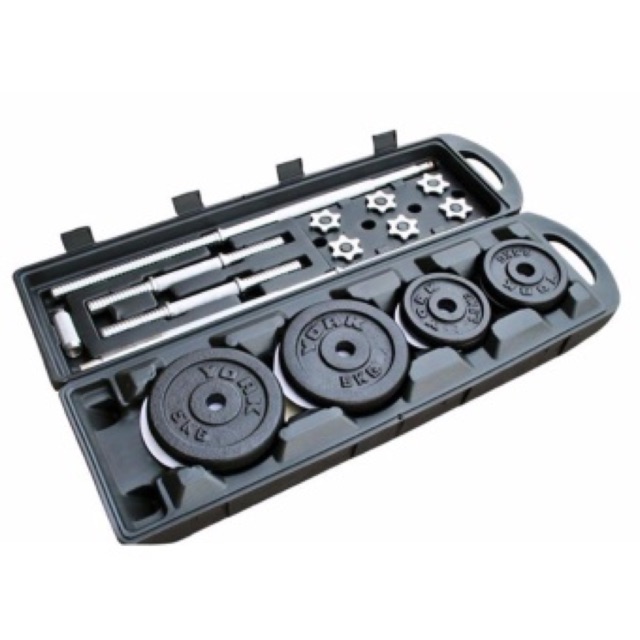 Hot deal  50KG DUMBBELL SET ชุดบาร์เบล และดัมเบล เหล็กสีดำ เซ็ท 50 Kg.