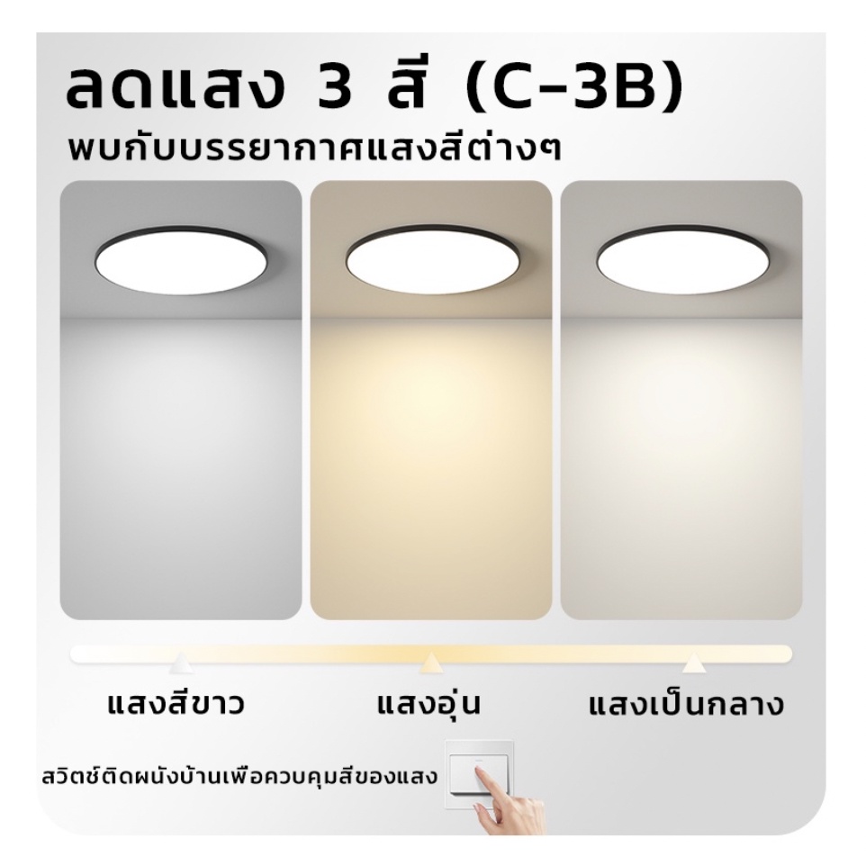 HL001-โคมไฟเพดาน LED 3 Color (เดย์ไลท์/คูลไวท์/วอร์มไวท์)