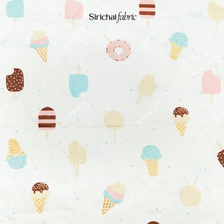 ผ้าคอตต้อน 100% ลายไอศครีม ลูกกวาด และโดนัท หน้ากว้าง 65 นิ้…