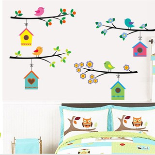 บ้านนก กรงนก  50x70 cm.สติ๊กเกอร์ใส ติดผนังบ้าน Wallsticker Home Decor