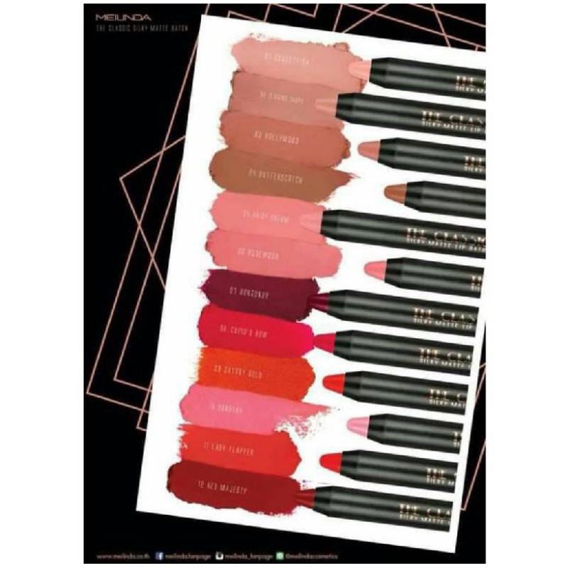 ลิปสติกเครยอน Mei Linda The Classic Silky Matte Lip Baton ลิปเครยอน ลิปแมทเครยอน เมลินดา ใช้กบเหลาได้เลยนะคะ