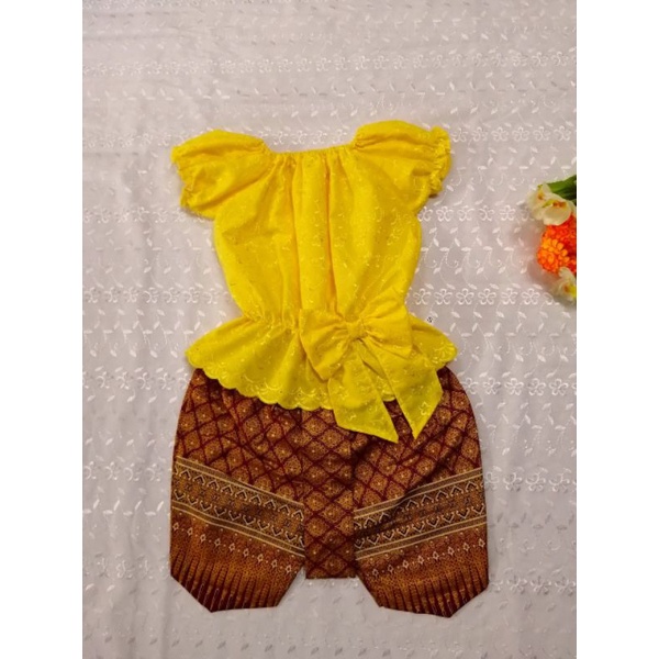 ชุดไทยเด็กหญิง2--8ขวบ ชุดไทยผ้าลูกไม้ใส่ไปโรงเรียน - รูปที่ 3