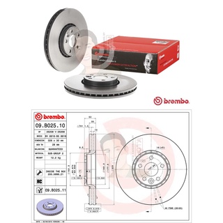 09 B025 11 จานเบรค ล้อ F (ยี่ห้อ BREMBO) รุ่น HC UV VOLVO XC60 ปี2008