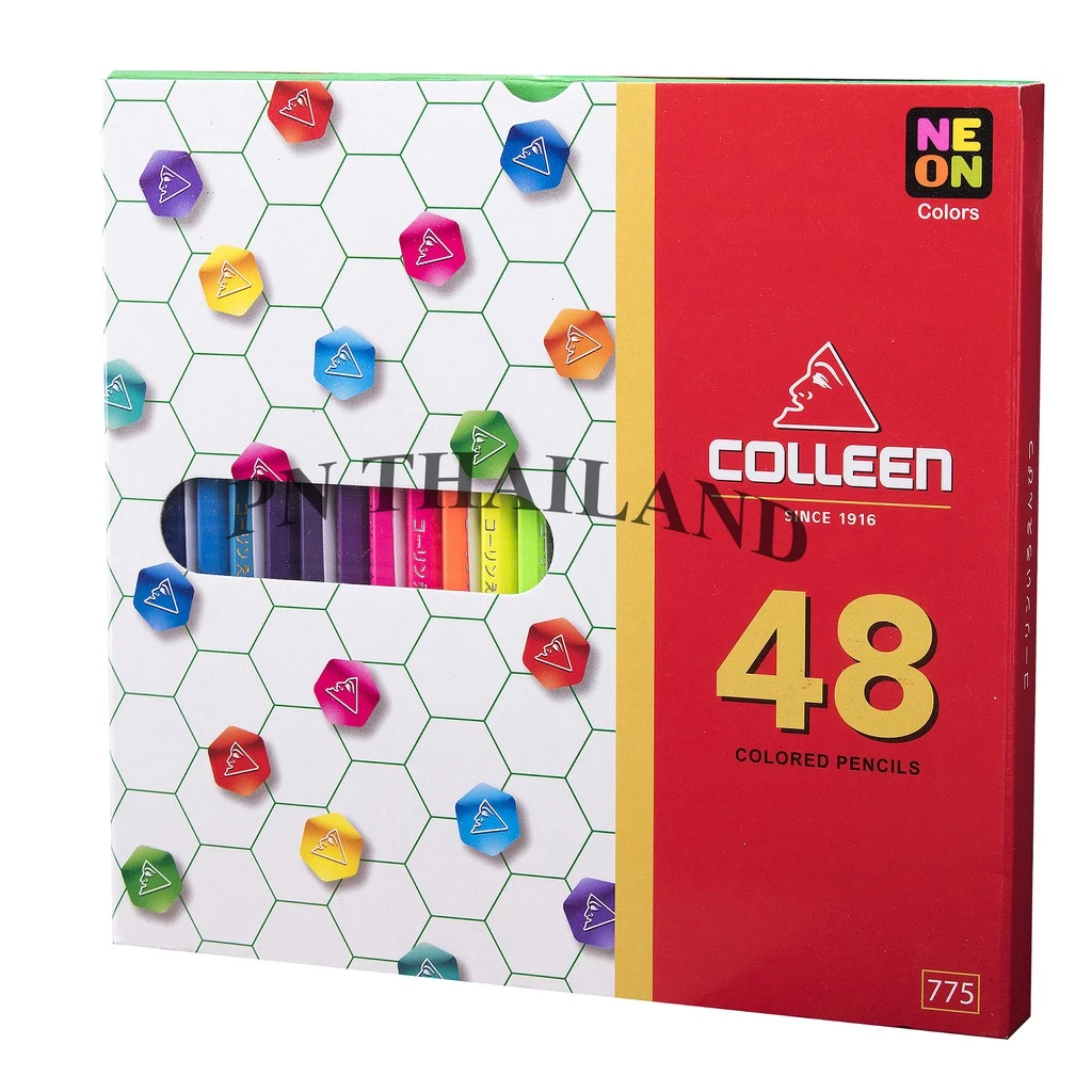 Colleen ดินสอสีไม้ คลอรีน 1 หัว 48 สี รุ่น775 สีธรรมดา+นีออน(สะท้อนแสง)