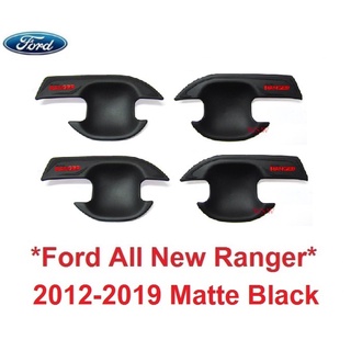 เบ้ารองมือเปิด เบ้ากันรอย Ford All New Ranger 2012 - 2021 ดำด้าน โลโก้แดง ฟอร์ดเรนเจอร์ ถาดรองมือเปิด ประตู เบ้ามือ ถ้วย