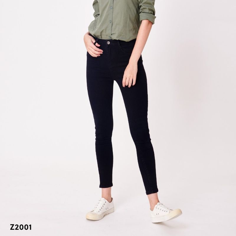 PAZADA กางเกงยีนส์สกินนี่สีดำผ้ายืด👖💯%