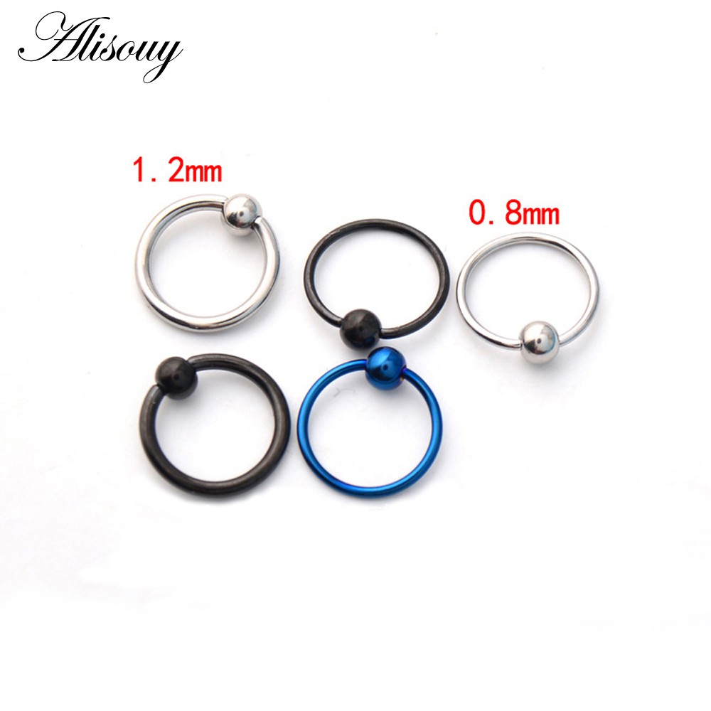 Alisouy 1PC 16G สแตนเลสสตีล Captive ลูกปัดแหวน BCR เจาะริมฝีปากจมูกแหวนหู Tragus หัวนมแหวนสะดือแหวนเครื่องประดับ