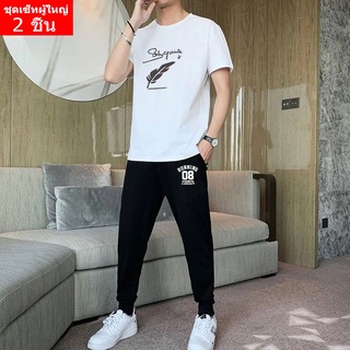 ** BK451+KU355**แฟชั่นชุดเซ็ท  (2ชิ้น) ชุดแฟชั่นเสื้อยืด+กางเกงวอร์มผ้ายืด ชุดใส่เทียว ใส่ทำงาน