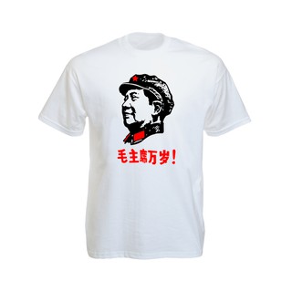 เสื้อยืดราสต้าTee-Shirt Mao Zedong เสื้อยืดสีขาว/สีดำลายประธานาธิบดี เหมาเจ๋อตุง White/Black Tee-Shirt