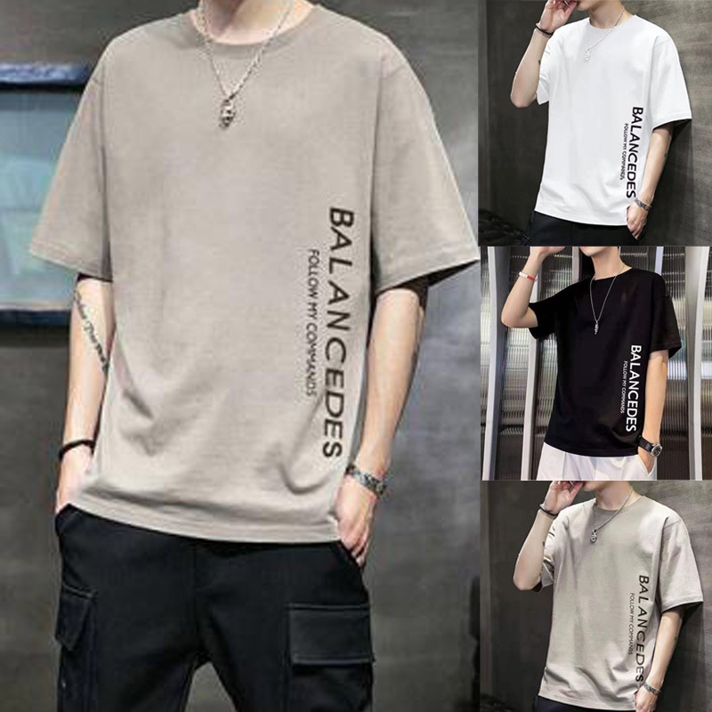 4XL เสื้อยืดแขนสั้น ง่ายๆ ลําลอง คอกลม ผู้ชาย สวมใส่สบาย สไตล์เกาหลี รุ่นพื้นฐาน สีทึบ ลายเล็กๆ เสื้อโอเวอร์ไซส์