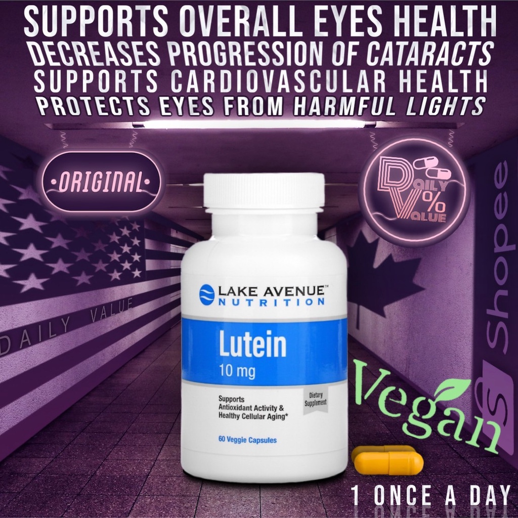 ลูทีน Lutein 10 mg 20 mg 60 Veggie Capsules by Lake Avenue Nutrition ...