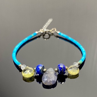 สร้อยข้อมือหินเจียรไนแท้ทั้งเส้น (Turquoise and mixed stone Bracelet)  #23