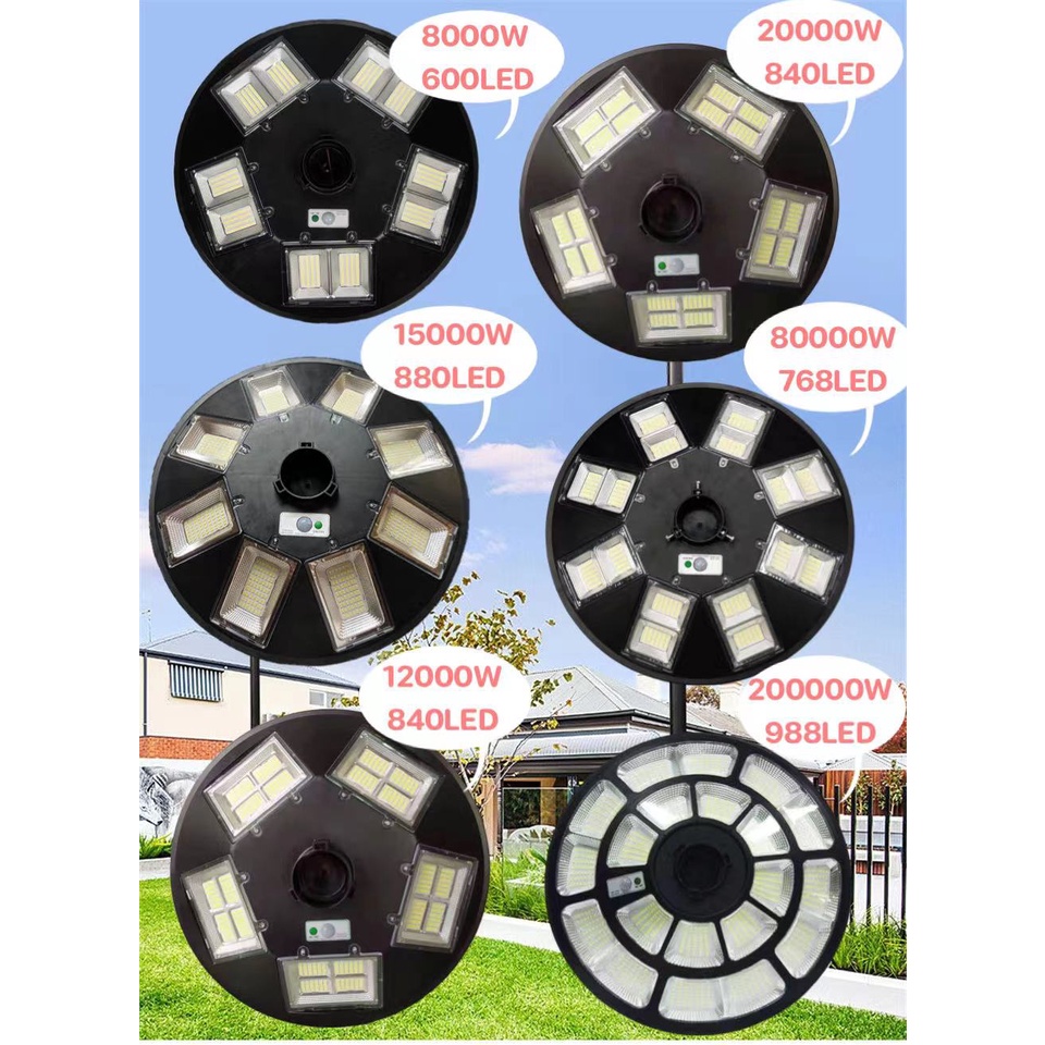 NJLED LIGHT UFO ไฟโซล่าเซลล์ 3ทิศทาง โคมไฟถนน LED คุณภาพสูง แสงขาว WHITE LIGHT กันน้ำ 300W/500W/800 LSS